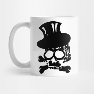 Heavy Metal Black Skull with Crossbones and Top Hat Mug